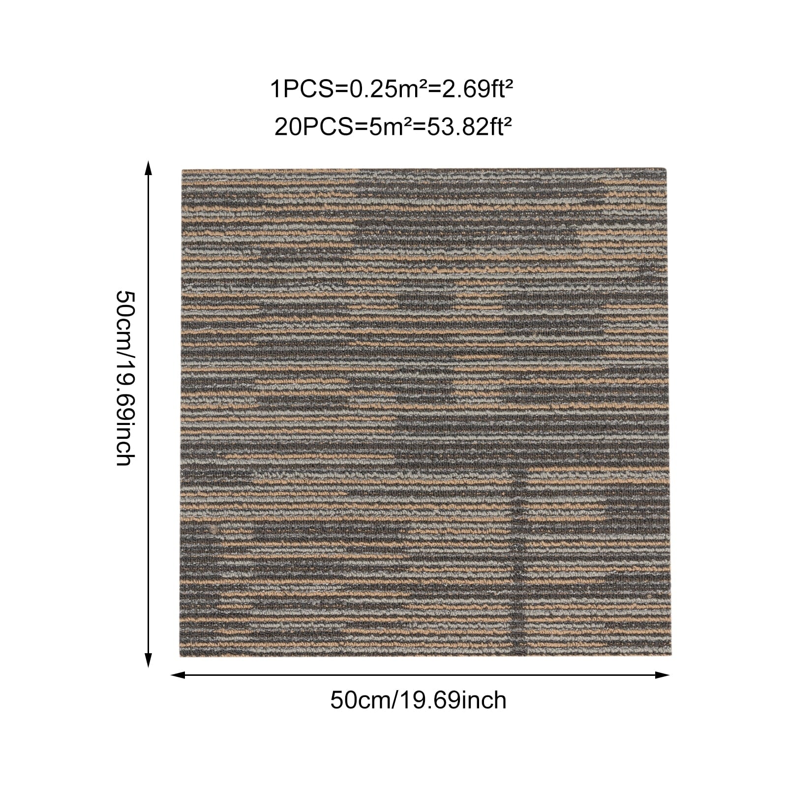 20Pcs Modern Square Carpets 20x20-inch Repeated Use Floor Tile Washable Mats 5.5mm Thickness Carpet for Cement Wood Ceramic Tiles and Flooring
