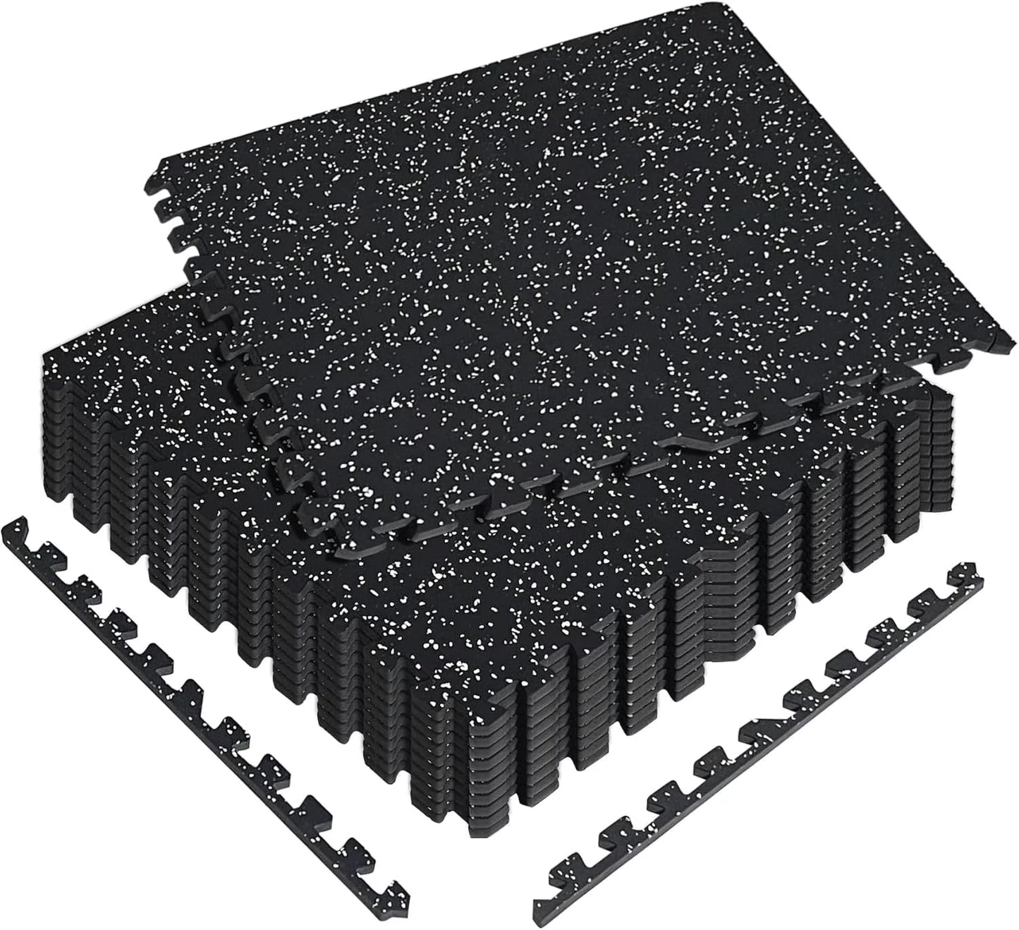 Bistlass Interlocking EVA Foam Floor Tiles, 12-Pack (48 sq ft) 0.56" Thick High-Density Black Tiles for Gym Equipment, Home Workouts & Protective Flooring