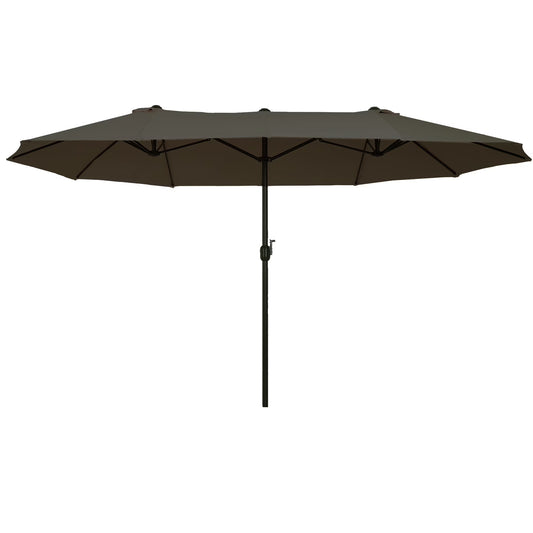Outsunny Extra Large 15Ft Patio Umbrella,Double-Sided Outdoor Umbrella with Crank Handle and Air Vents for Backyard,Deck,Pool,Market,Gray,Gray Steel Lighting Outdoor Lighting