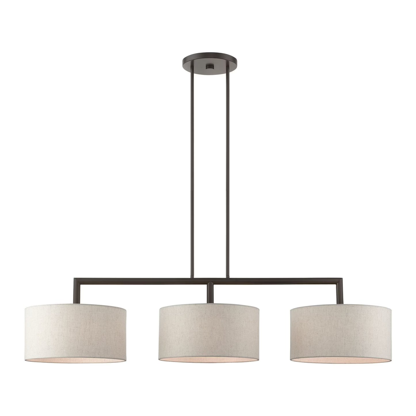 Livex Lighting Monroe 3-Light Metal & Fabric Linear Chandelier in English Bronze