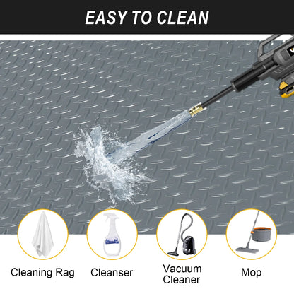 7.5x25 FT Garage Floor Mat, 2.8mm Thickened Flooring Roll for Under Car with 20Pcs Tapes, 188SQFT Diamond Plate, Non-Slip Floor Protector Mat for Garage, Warehouse, Gyms, Trailer