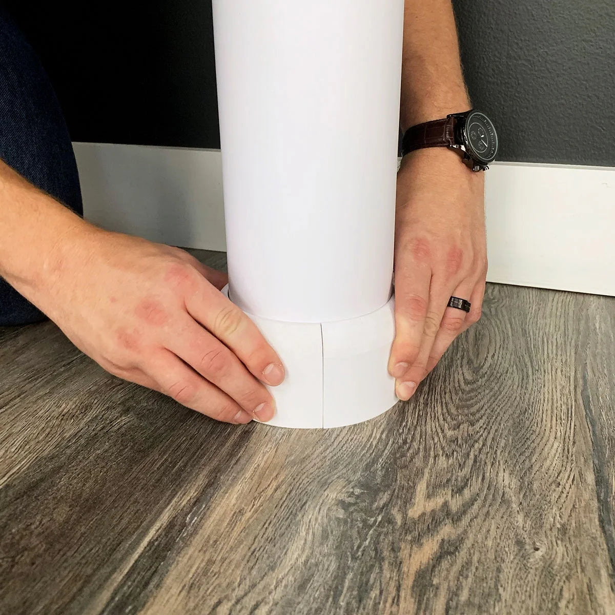 5" x 94" PVC Lally Column Cover with Standard Cap & Base (Wraps round columns up to 4" in diameter)