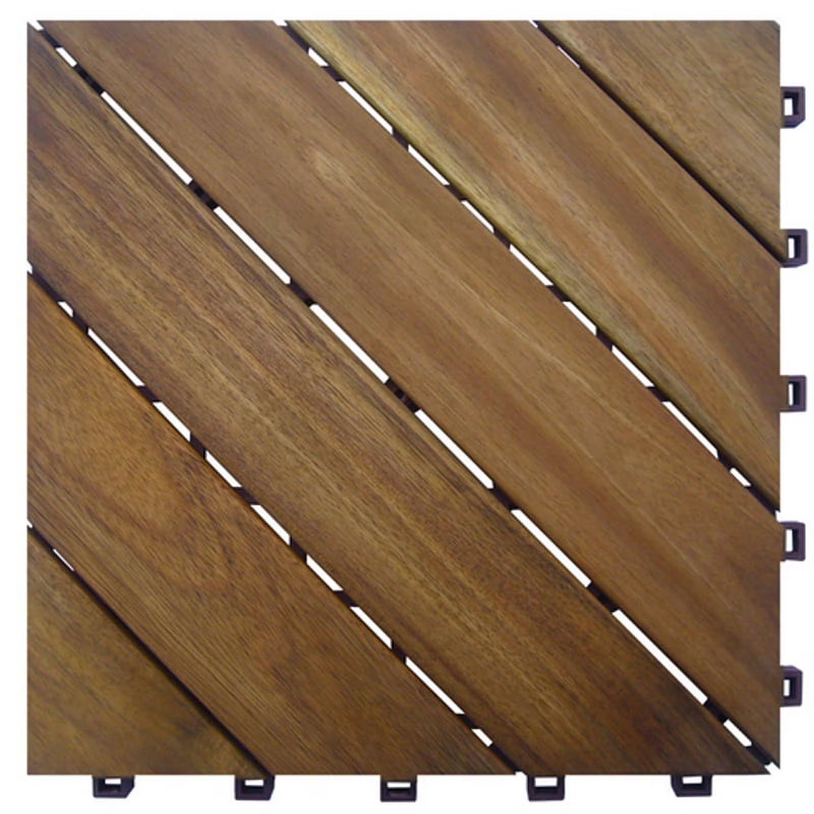 A & B Home 12" x 12" Wood Outdoor Diagonal Flooring Tiles 10pc - Brown