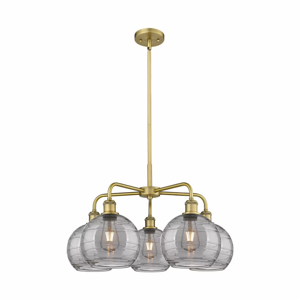 516-5CR-AC-G1213-8SM-Innovations Lighting-Athens Deco Swirl - 5 Light Stem Hung Chandelier In Industrial Style-15.38 Inches Tall and 26 Inches