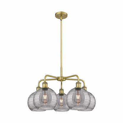 516-5CR-AC-G1213-8SM-Innovations Lighting-Athens Deco Swirl - 5 Light Stem Hung Chandelier In Industrial Style-15.38 Inches Tall and 26 Inches