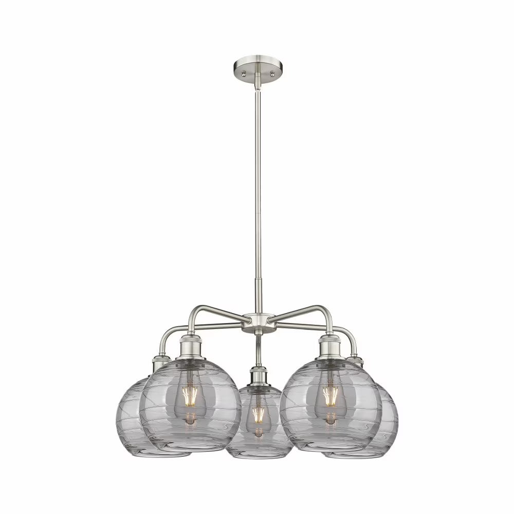 516-5CR-AC-G1213-8SM-Innovations Lighting-Athens Deco Swirl - 5 Light Stem Hung Chandelier In Industrial Style-15.38 Inches Tall and 26 Inches