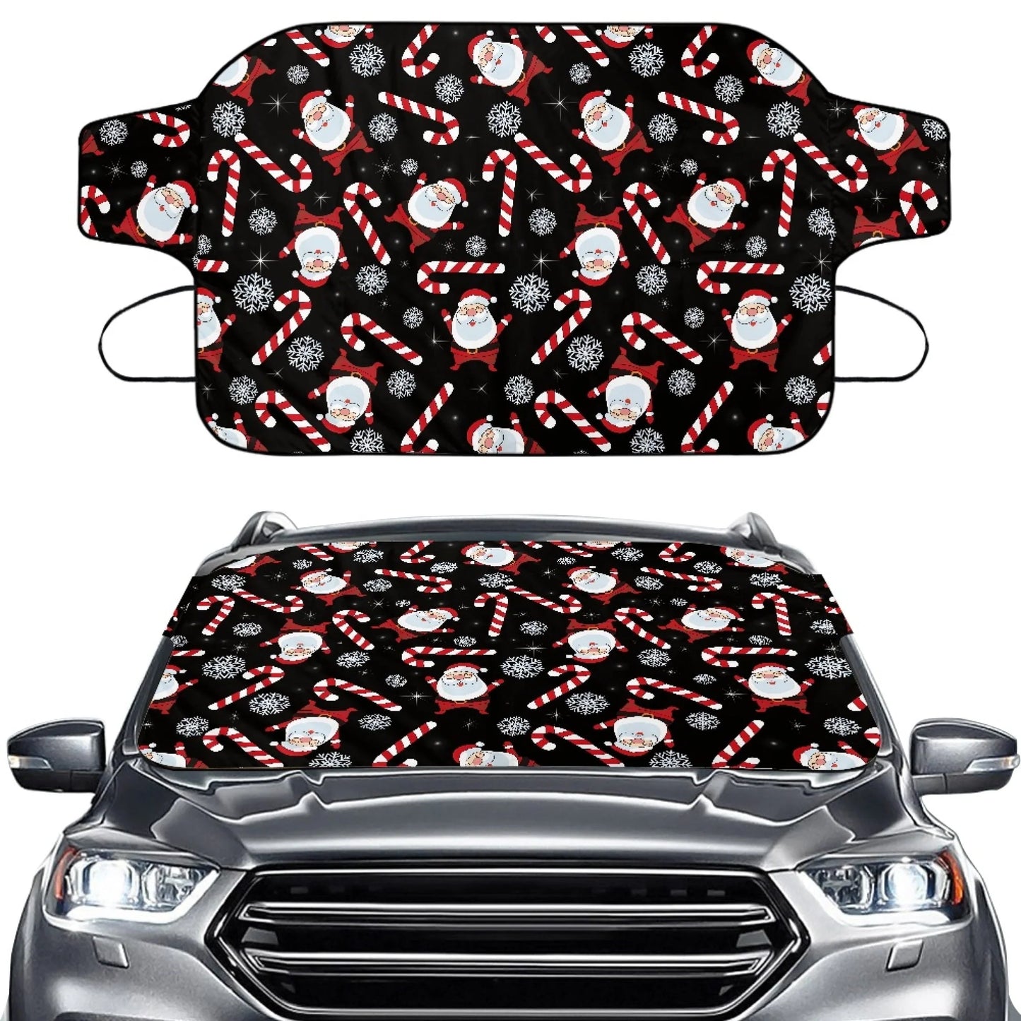 Bivenant Store Christmas Theme Windshield Snow Ice Cover, Protects Windshield and Wipers from Weatherproof, Rain, Sun, Frost, Vehicles, Cars Trucks Vans and SUVs,55.9"x37.7"
