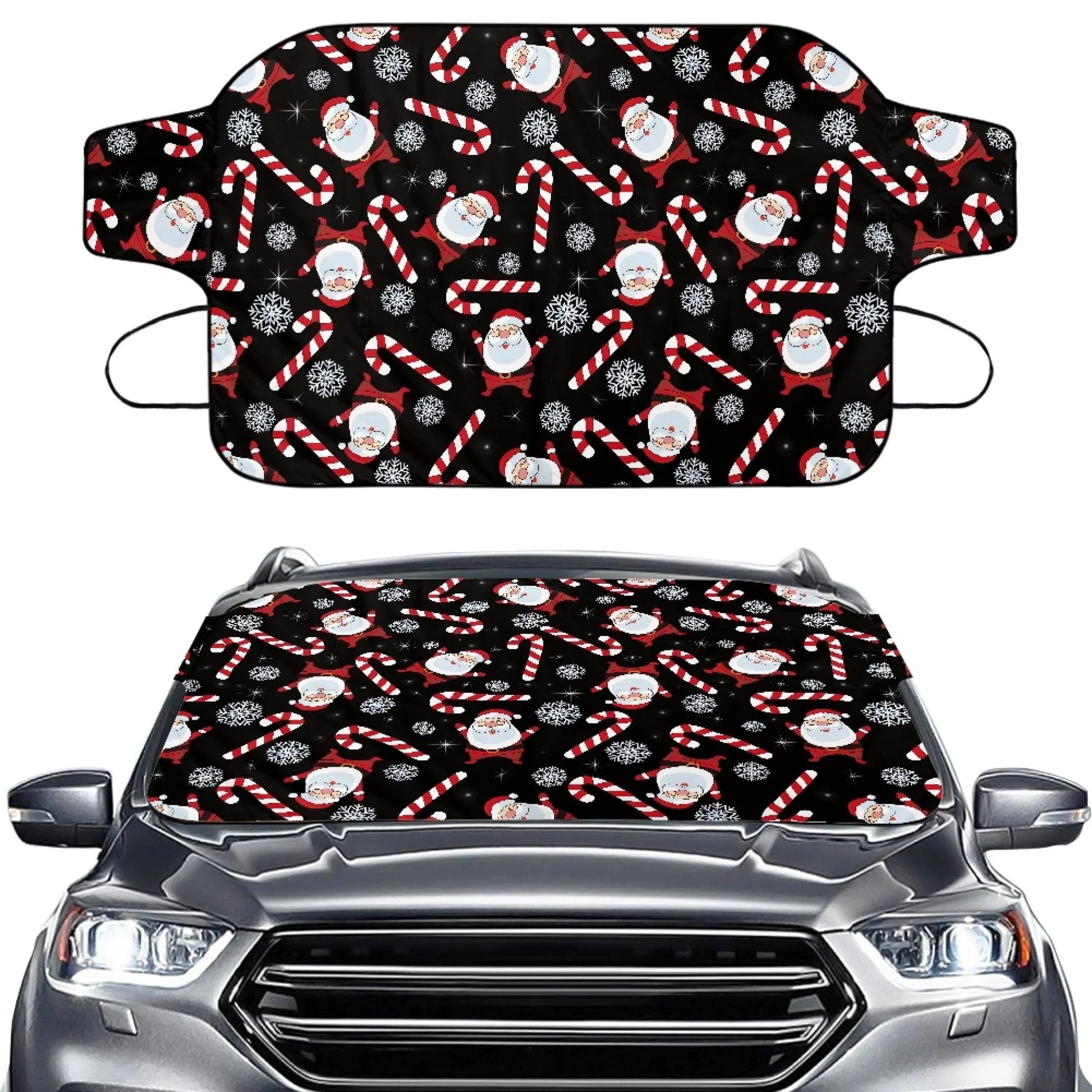 Bivenant Store Christmas Theme Windshield Snow Ice Cover, Protects Windshield and Wipers from Weatherproof, Rain, Sun, Frost, Vehicles, Cars Trucks Vans and SUVs,55.9"x37.7"