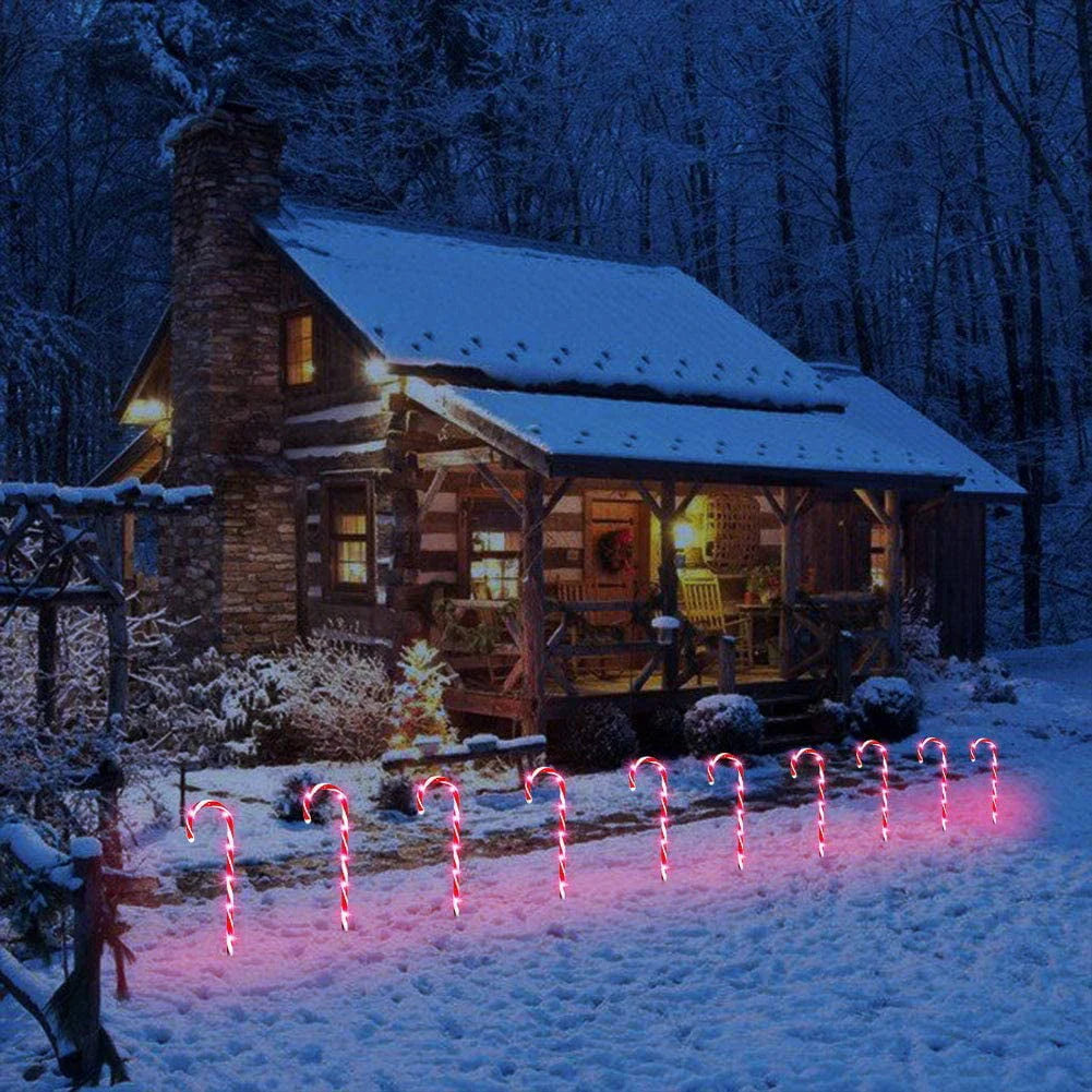Christmas Candy Cane Lights, 15inch Set of 5 Solar Powered Candy Canes Christmas Pathway Lights Outdoor-Candy Cane Christmas Decorations Outdoor for Holidays Lighting up Sidewalk,Yard,