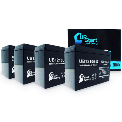 4x Pack - Neuton Mowers CE5 Battery Replacement - UB12100-S Universal Sealed Lead Acid Battery (12V, 10Ah, 10000mAh, F2 Terminal, AGM, SLA)