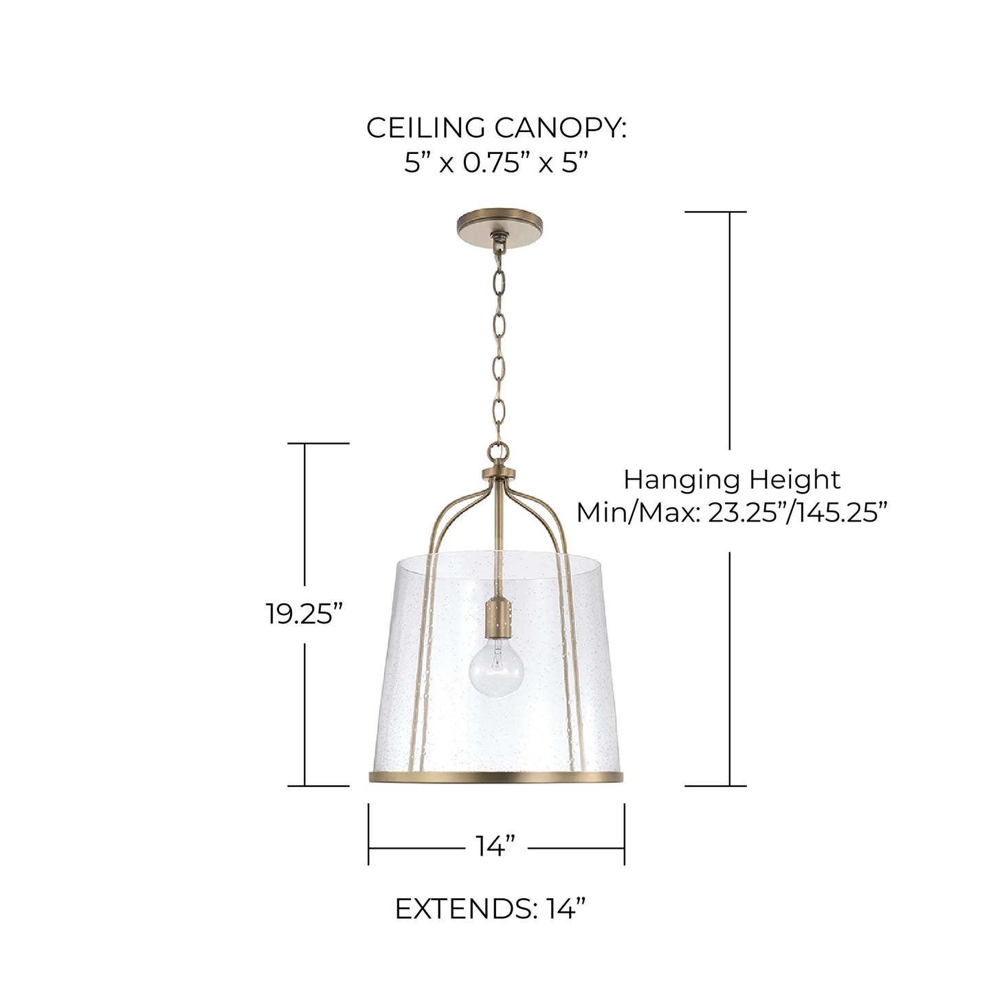 Capital Lighting 347011 Madison 14" Wide Pendant - Brass