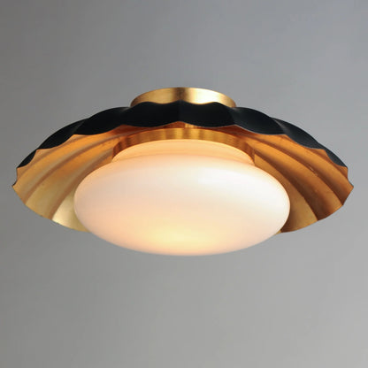 18059MWGL-Maxim Lighting-Primrose - 1 Light Flush Mount-6.75 Inches Tall and 16 Inches Wide-Matte White/Gold Leaf Finish