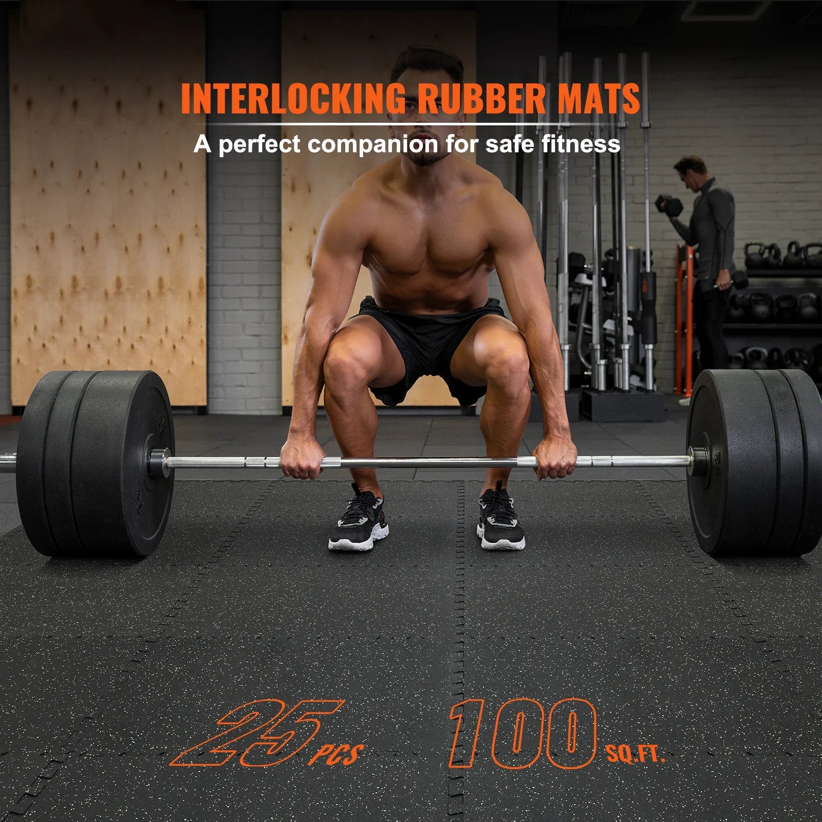 KFFKFF 25 Pieces 1/2 Inch Thick Gym Floor Mats, 24" x 24" EVA Foam and Rubber Surface Interlocking Gym Floor Mats, Covers 100 Square Feet, Home and Garage, Waterproof Puzzle Flooring for Gym