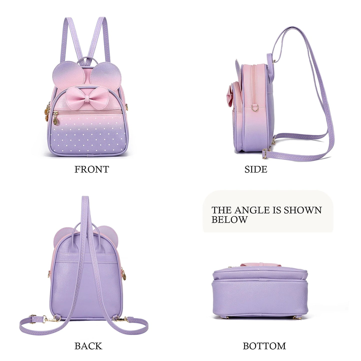 KL928 Women Girls Gradient Fashion Backpack Purse Women's Mini Quilted Zipped Backpack Christmas Gifts