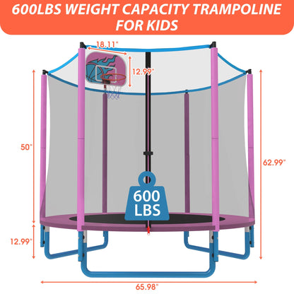 CITYLE Trampoline for Kids, No Gap Design 600LBS 66'' 5.5FT Toddler Trampoline Indoor Outdoor with Basketball Hoop, Mini Small Trampoline with Enclosure, Christmas Gifts for Toddlers, Boys & Girls