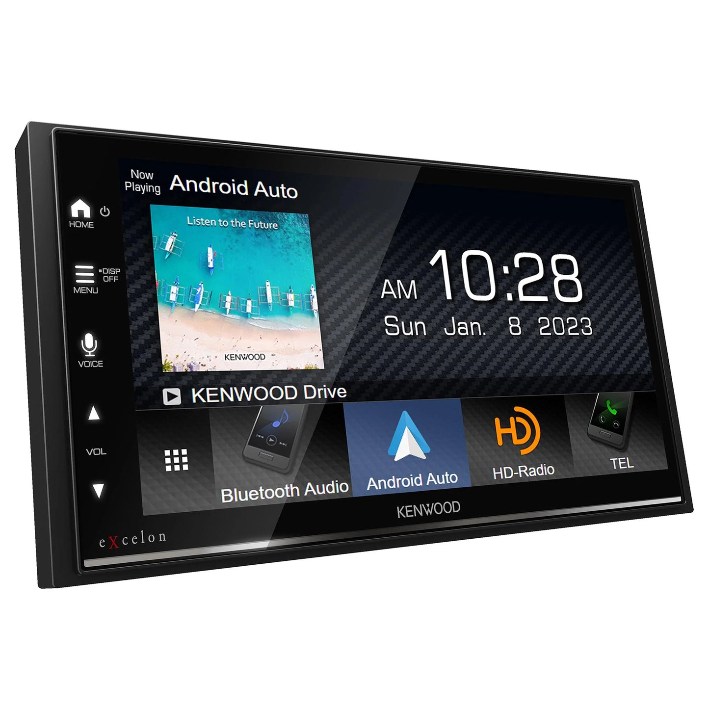 Kenwood DMX709S MultiMedia Receiver with CMOS-230LP Rearview Camera with License Plate Mounting Hardware