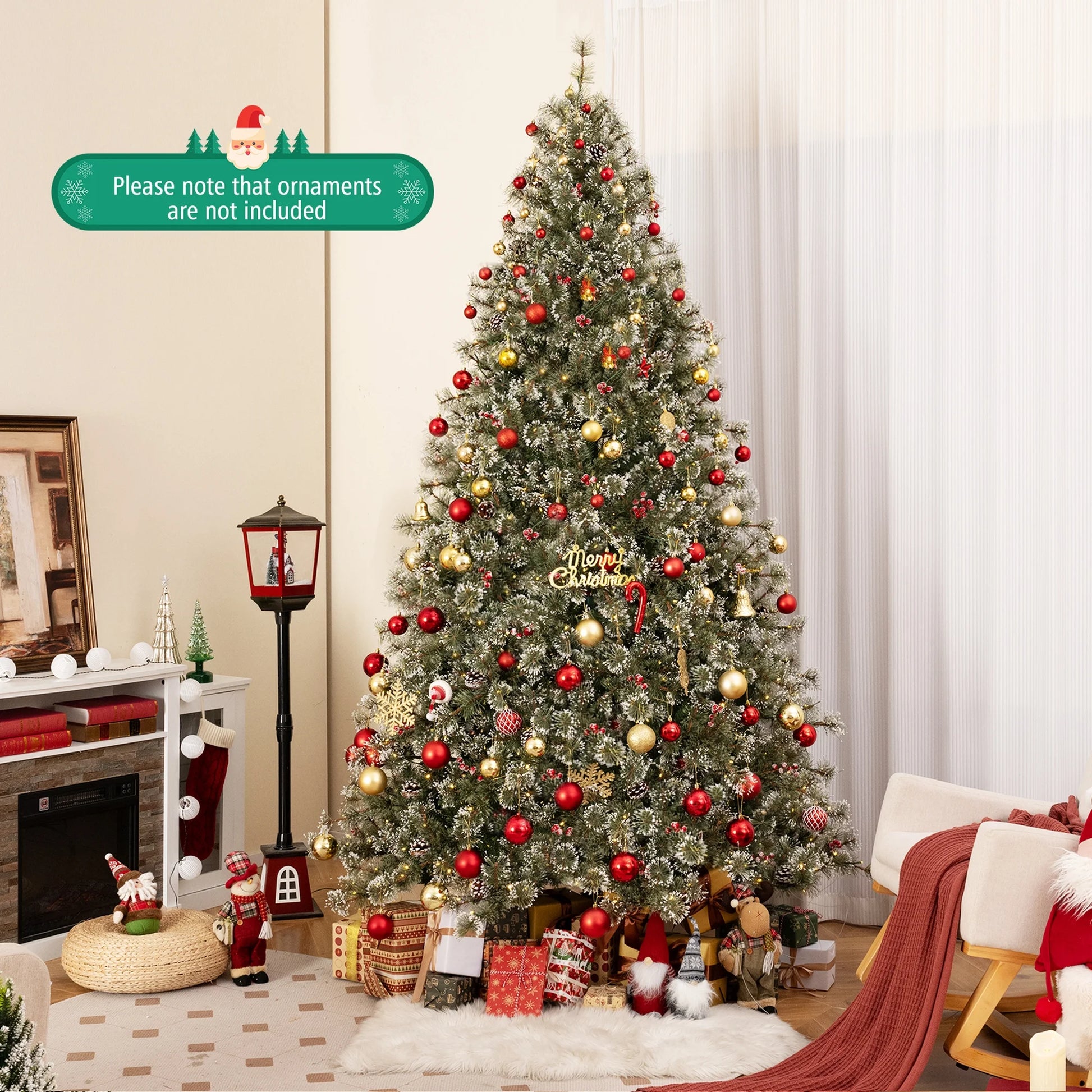 Costway 9 FT Artificial Christmas Tree with 360? Quick Power Connector 1714 Pine Needles
