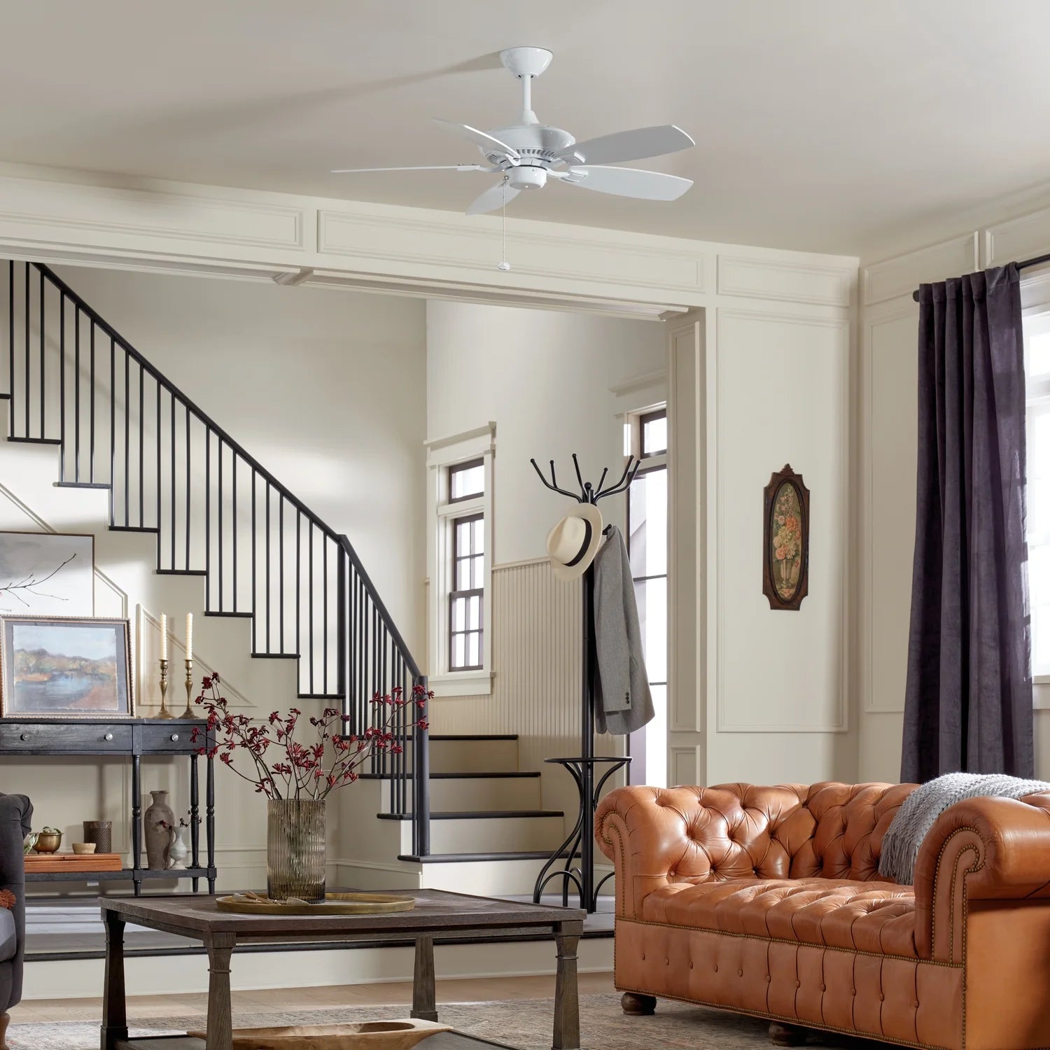 Ceiling Fan With Traditional Inspirations 14 Inches Tall By 44 Inches Wide-White Finish Kichler Lighting 300107Wh