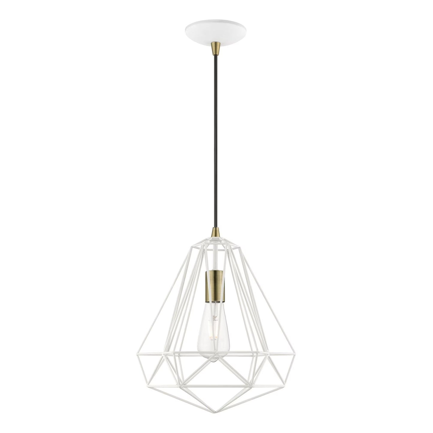 41324-69-Livex Lighting-Knox - 1 Light Pendant In Geometric Style-18 Inches Tall and 12.25 Inches Wide-Shiny White Finish -Traditional Installation