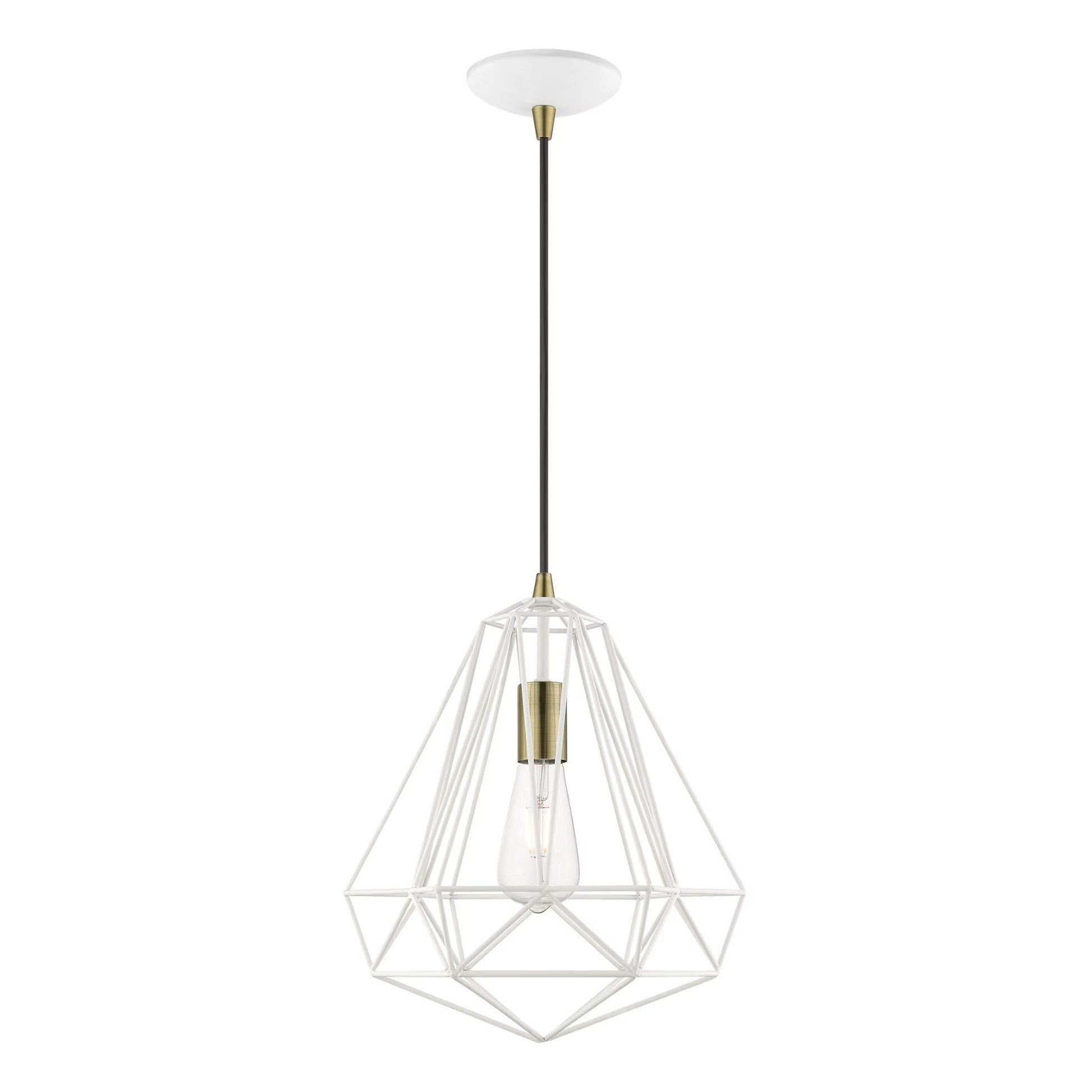 41324-69-Livex Lighting-Knox - 1 Light Pendant In Geometric Style-18 Inches Tall and 12.25 Inches Wide-Shiny White Finish -Traditional Installation