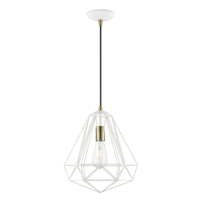 41324-69-Livex Lighting-Knox - 1 Light Pendant In Geometric Style-18 Inches Tall and 12.25 Inches Wide-Shiny White Finish -Traditional Installation