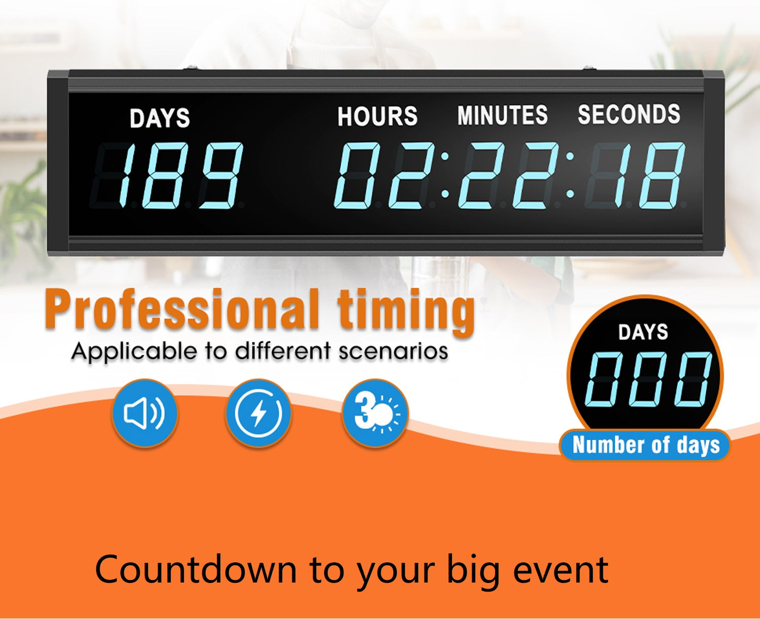 Btbsign 1.8" 9 Digits Large LED Countdown up Days Clock Blue Christmas Festival Event