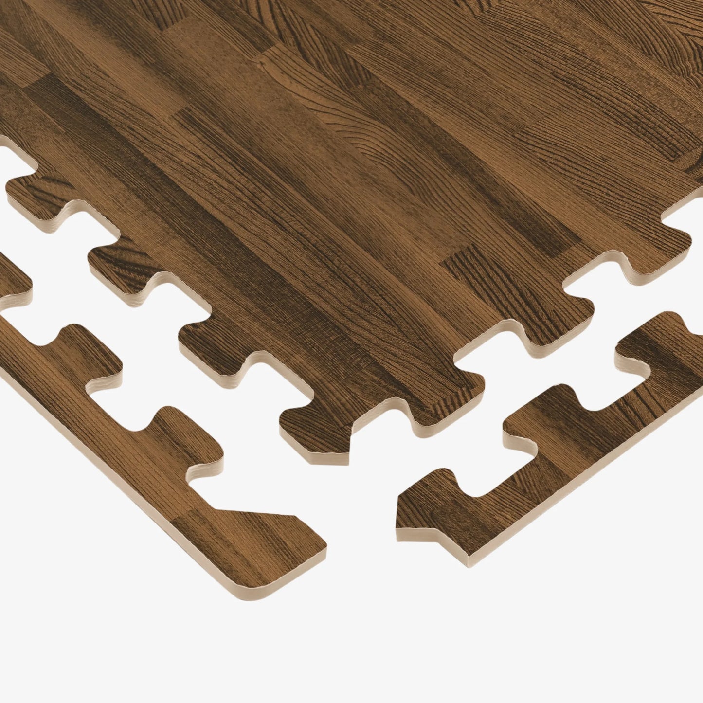 Forest Floor 5/8 Inch Thick Printed Foam Tiles, Premium Wood Grain Interlocking Foam Floor Mats, Anti-Fatigue Flooring, Walnut, 100 Sq Ft
