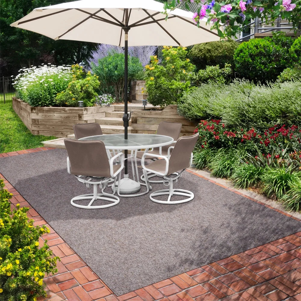 House Home & More Brown 6' x 10' Indoor/Outdoor Ribbed Carpet Roll for Patio, Porch, Deck, Boat