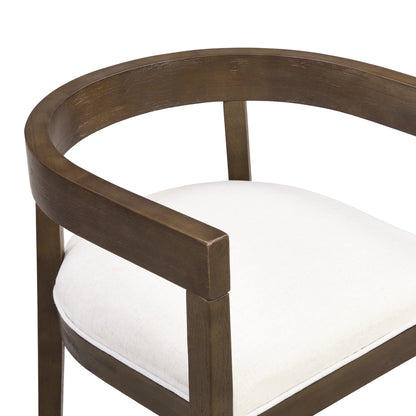 Christopher Knight Home 7-Piece Dining Set with 95" Wood Table, Open-Back Upholstered Armchairs, Walnut+Beige