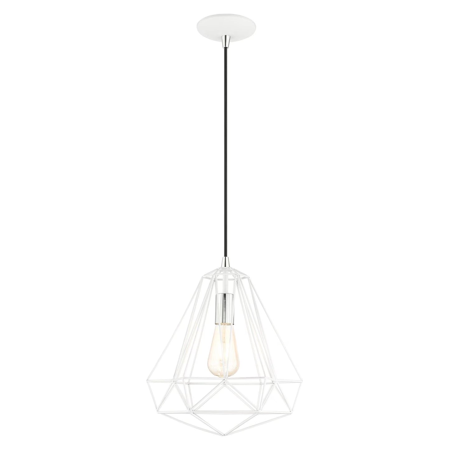41324-69-Livex Lighting-Knox - 1 Light Pendant In Geometric Style-18 Inches Tall and 12.25 Inches Wide-Shiny White Finish -Traditional Installation