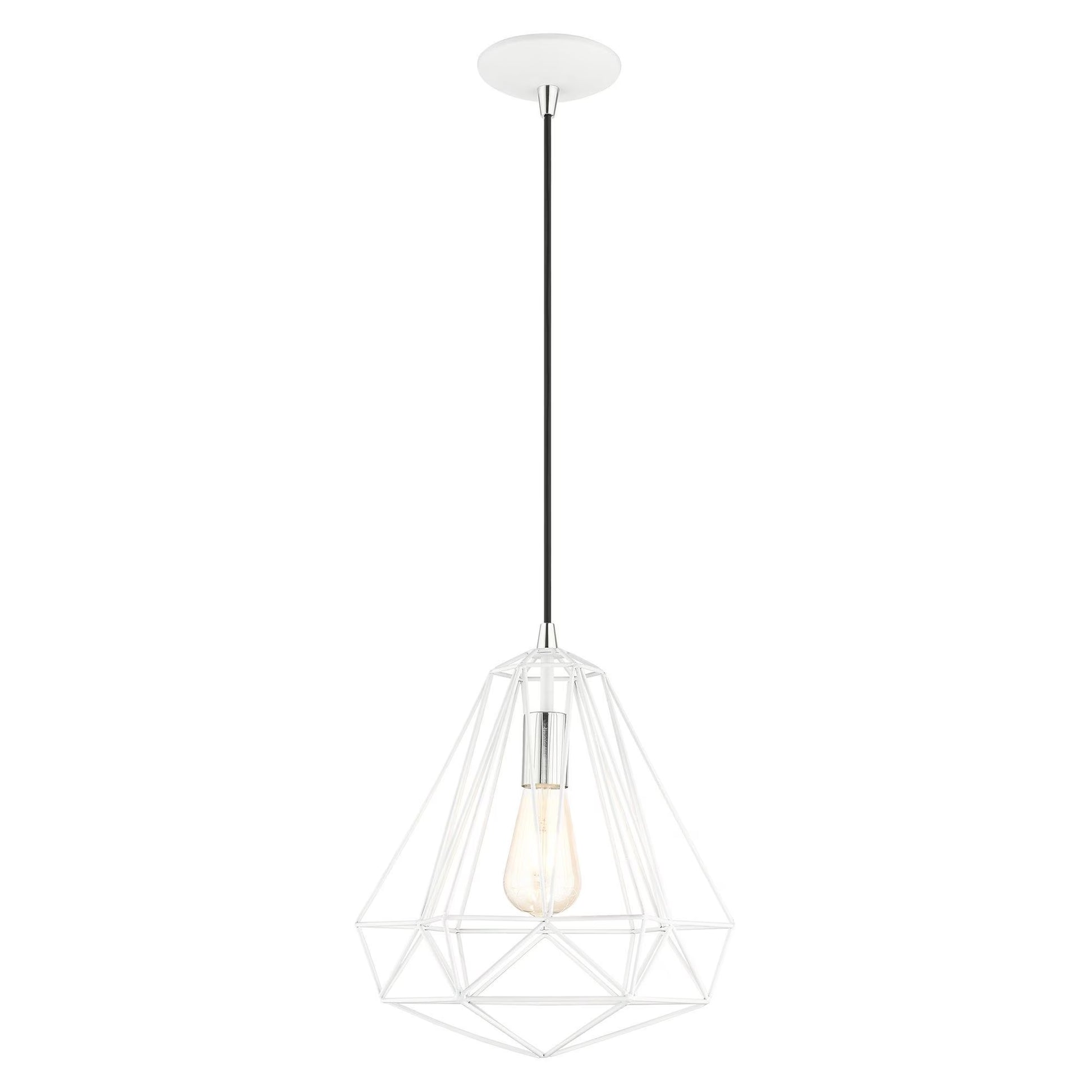 41324-69-Livex Lighting-Knox - 1 Light Pendant In Geometric Style-18 Inches Tall and 12.25 Inches Wide-Shiny White Finish -Traditional Installation