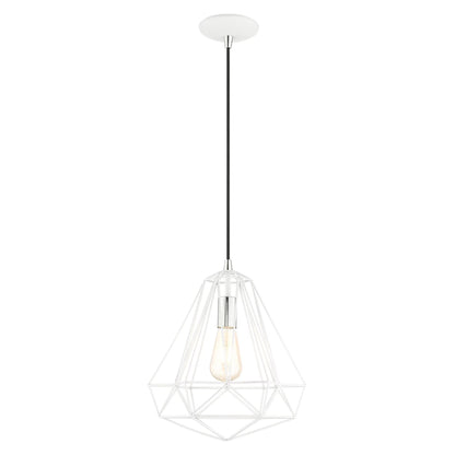 41324-69-Livex Lighting-Knox - 1 Light Pendant In Geometric Style-18 Inches Tall and 12.25 Inches Wide-Shiny White Finish -Traditional Installation