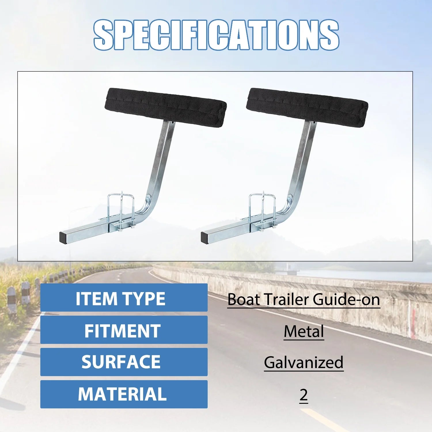Kojem Boat Trailer 24" Side Guide Bunk Board Guide-On Carpeted Kit w/Hardware 75 Degree for Ski Boat Sailboat