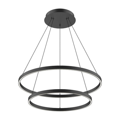 Kuzco Lighting Cerchio 2 Layer 32" Chandelier Textured Down Only 930 TRIAC 120 116W Black
