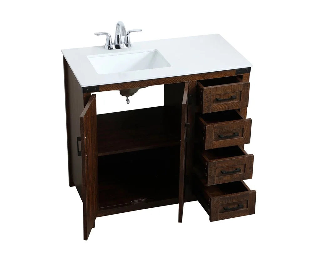 Elegant Lighting Vf90236 Grant 36" Free Standing Single Basin Vanity Set - White