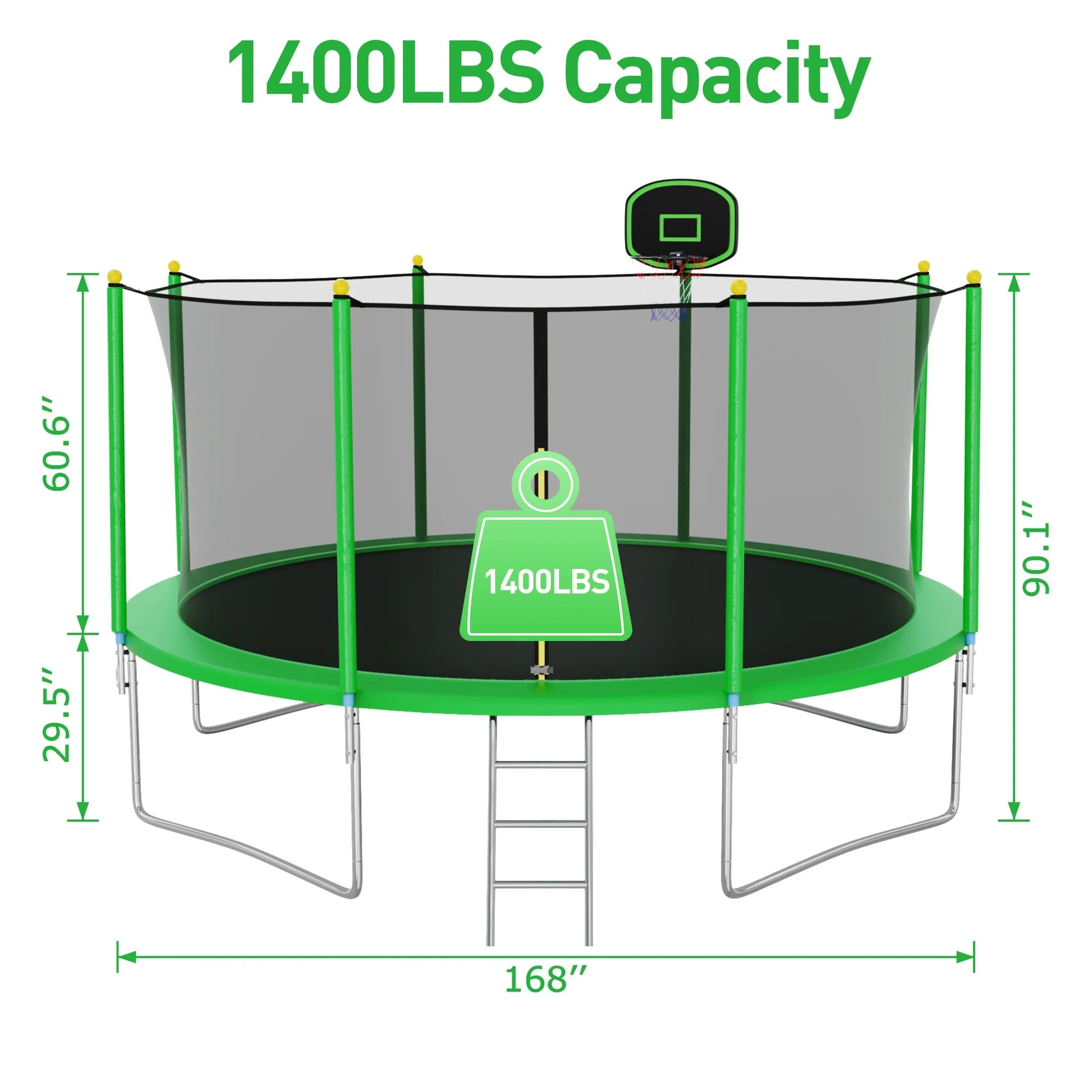 CITYLE 12FT Trampoline for Adults and Kids, No-Gap Design Heavy-Duty Outdoor Trampoline with Enclosure Net, Basketball Hoop, Lights, Wind Stakes, Christmas Birthday Gift