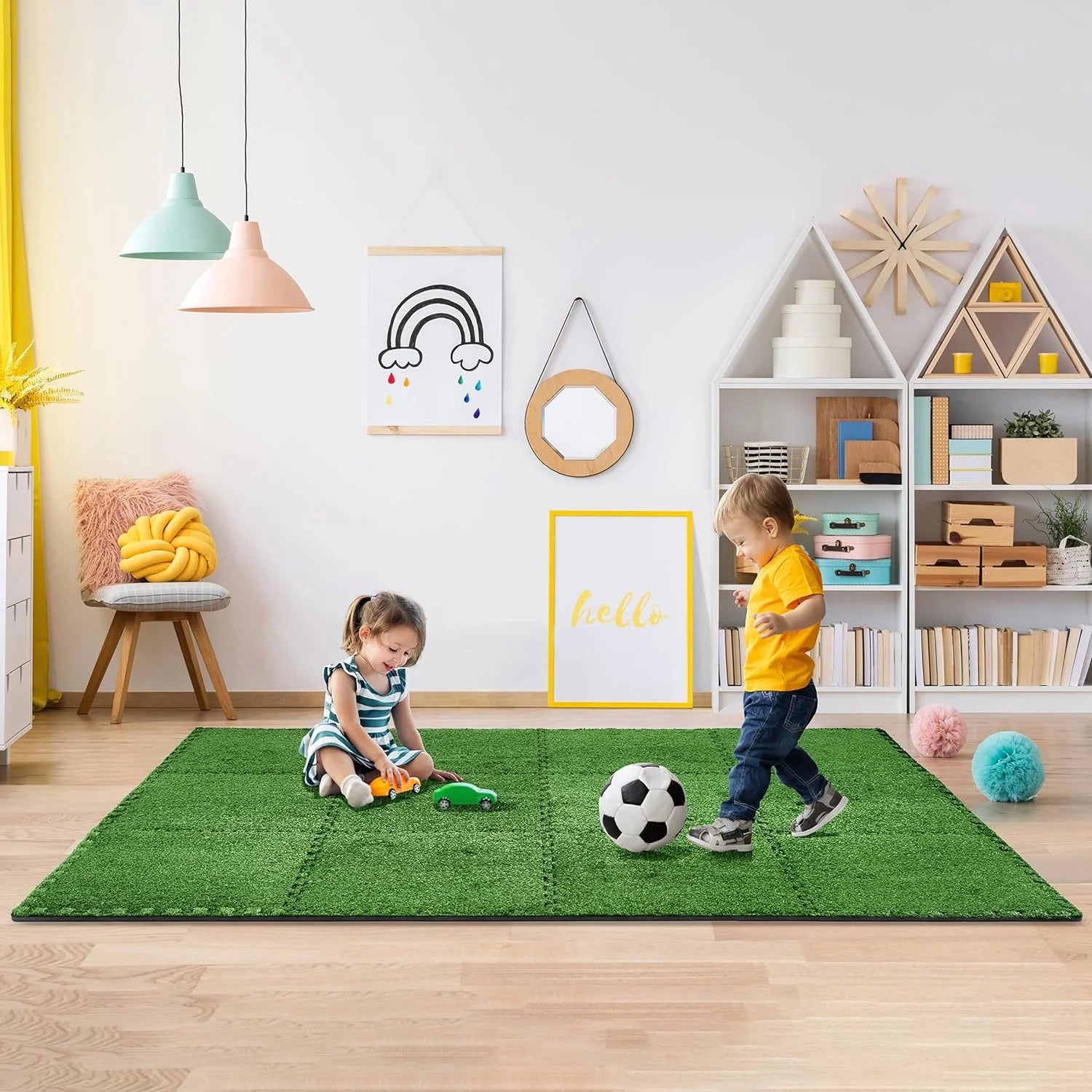 Sorbus 48sq ft Plastic interlocking Floor Tiles, 12-Tile