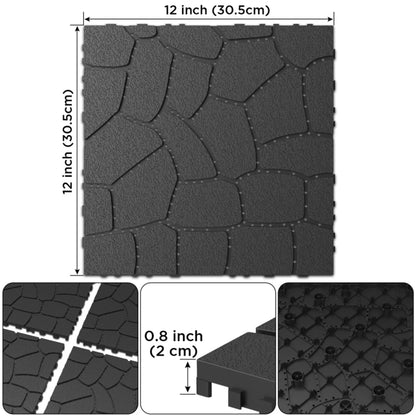 BOFANG 12" x 12" x 0.8" Gray Polypropylene Interlocking Floor Mats, 44-Piece
