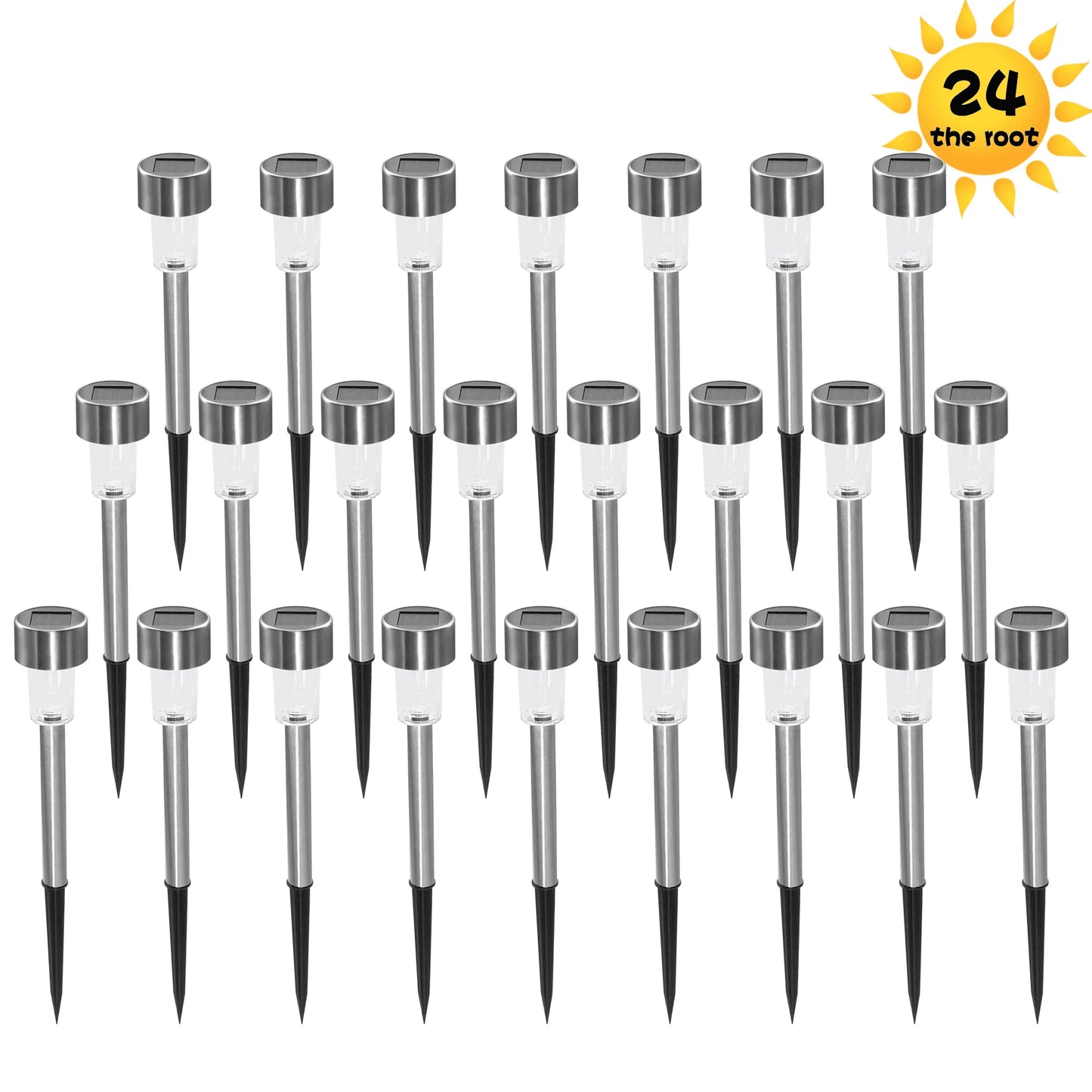 ROMUCHE 24PCS Solar Lights Outdoor Solar Garden Lights Solar Stake Lights Waterproof LED Lawn Light Seal Stainless Steel Solar Lights for Outside Pathway Garden Patio Christmas Decor(RGB)