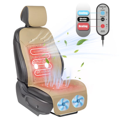 Paffenery 2025 Heating and Cooling Seat Cover Front Seat, 12V-24V Ventilated Cooling Car Seat Cushion, Cooled Seat Cover for Car SUV Truck Universal Fit, Fashion Black