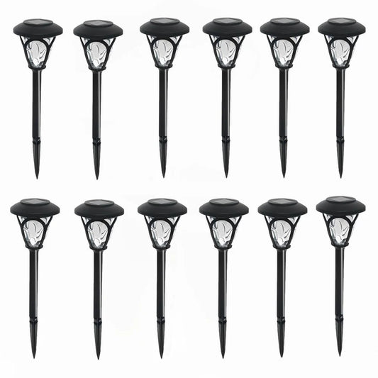 Maraawa 12 Packs Solar Pathway LED Lights 12 Hrs Landscape Waterproof Sun Powered Garden Lighting for Yard Patio Walkway Outdoor - Warm White