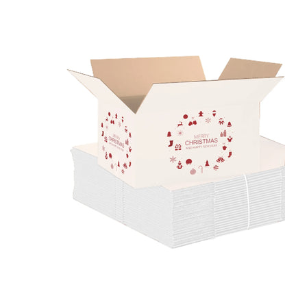 Ucanpack 50 Pcs Christmas Mailer Box 9x4x3", Made In USA- New Year Holiday Mailing Gift Boxes, WhiteDecorative Shipping Boxes, Gift Boxes In Bulk, Tuck Top Boxes
