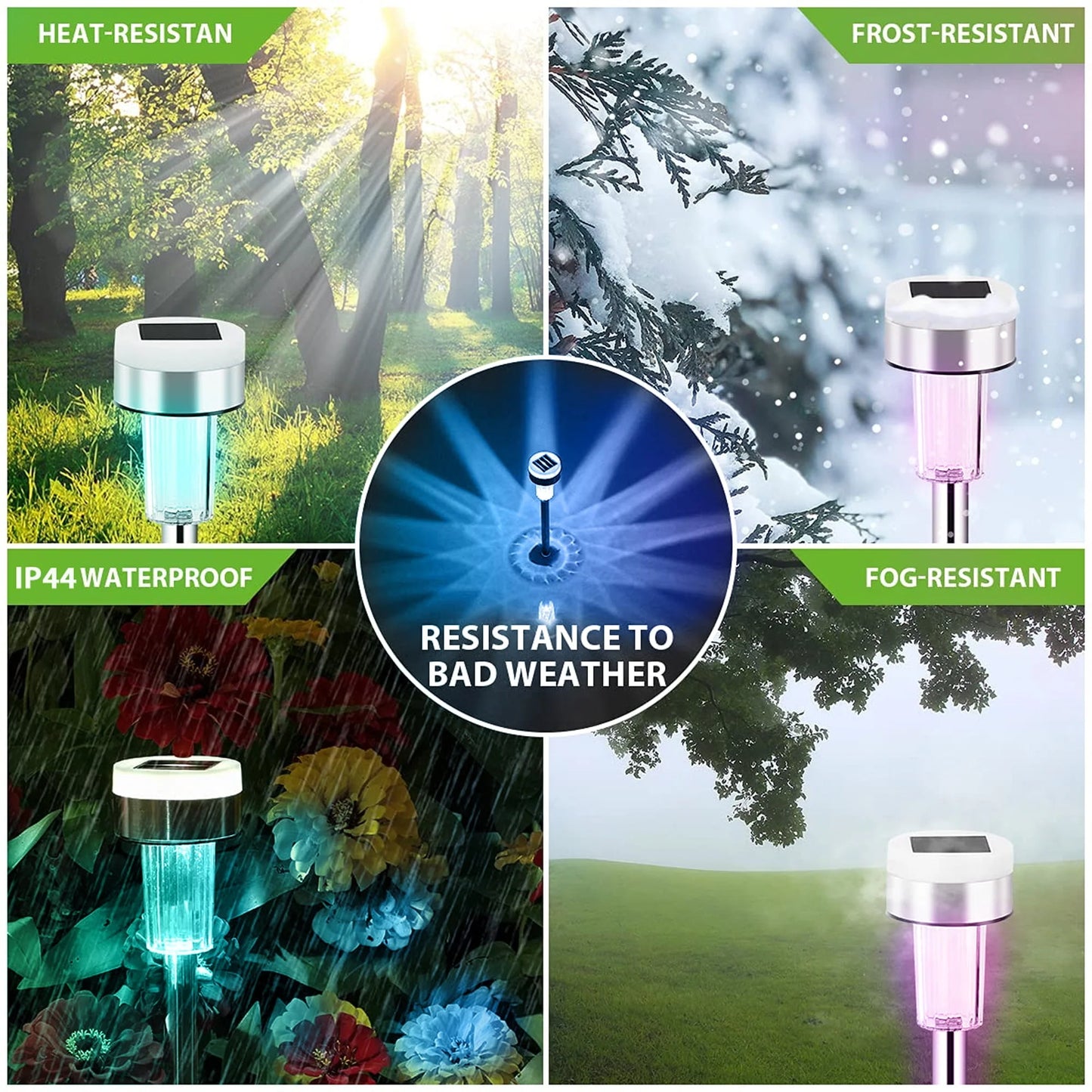ROMUCHE 24PCS Solar Lights Outdoor Solar Garden Lights Solar Stake Lights Waterproof LED Lawn Light Seal Stainless Steel Solar Lights for Outside Pathway Garden Patio Christmas Decor(RGB)