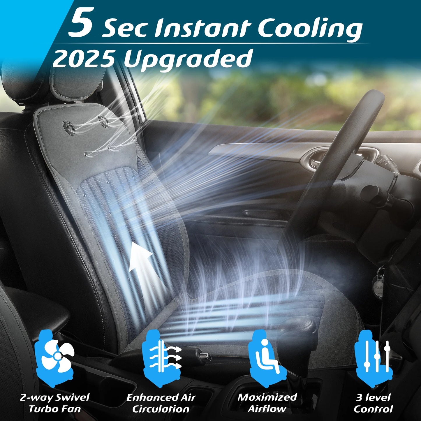 Paffenery 2025 Heating and Cooling Seat Cover Front Seat, 12V-24V Ventilated Cooling Car Seat Cushion, Cooled Seat Cover for Car SUV Truck Universal Fit, Fashion Grey