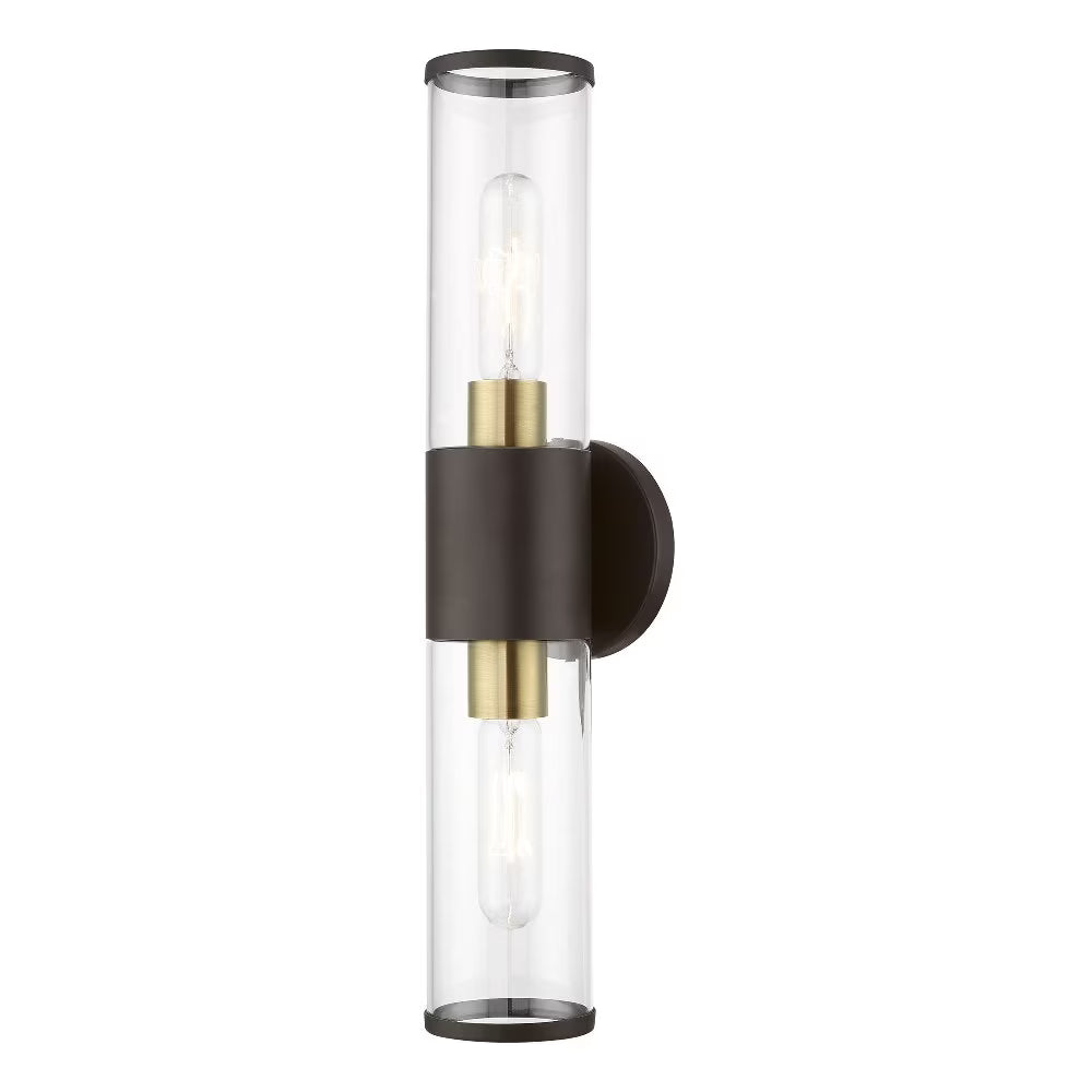 Livex Lighting Banca 2-Light Metal & Glass ADA Vanity Sconce in Polished Chrome