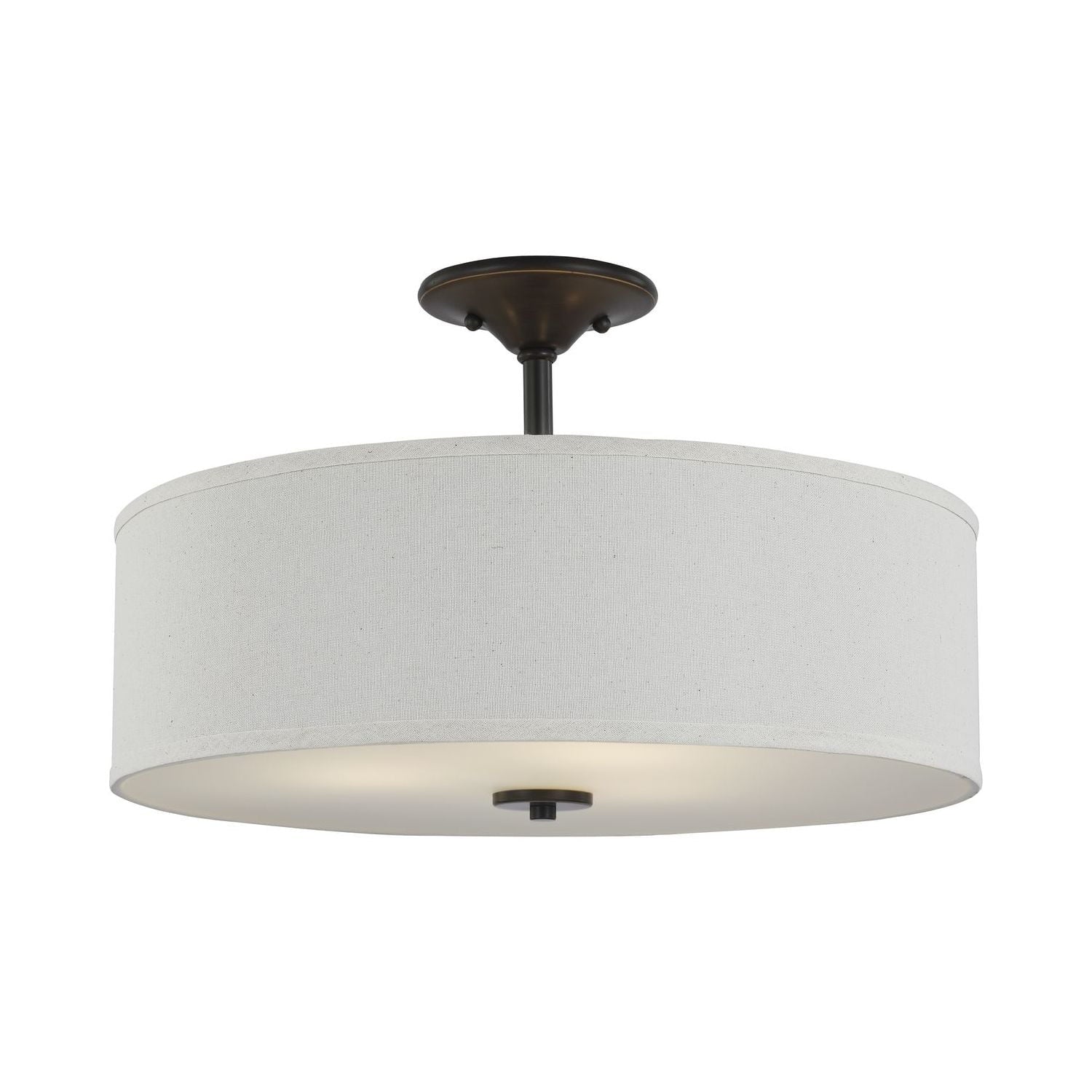 P350168-009-Progress Lighting-Inspire - Close-to-Ceiling Light - 3 Light - Drum Shade in Farmhouse style - 18 Inches wide by 11.5 Inches high-Brushed