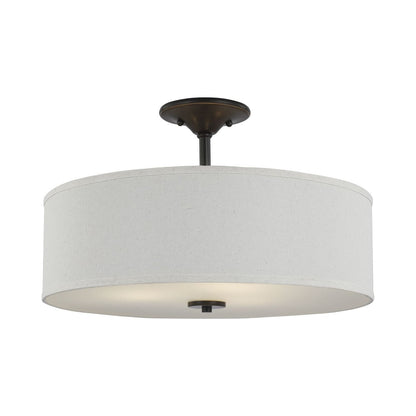 P350168-009-Progress Lighting-Inspire - Close-to-Ceiling Light - 3 Light - Drum Shade in Farmhouse style - 18 Inches wide by 11.5 Inches high-Brushed