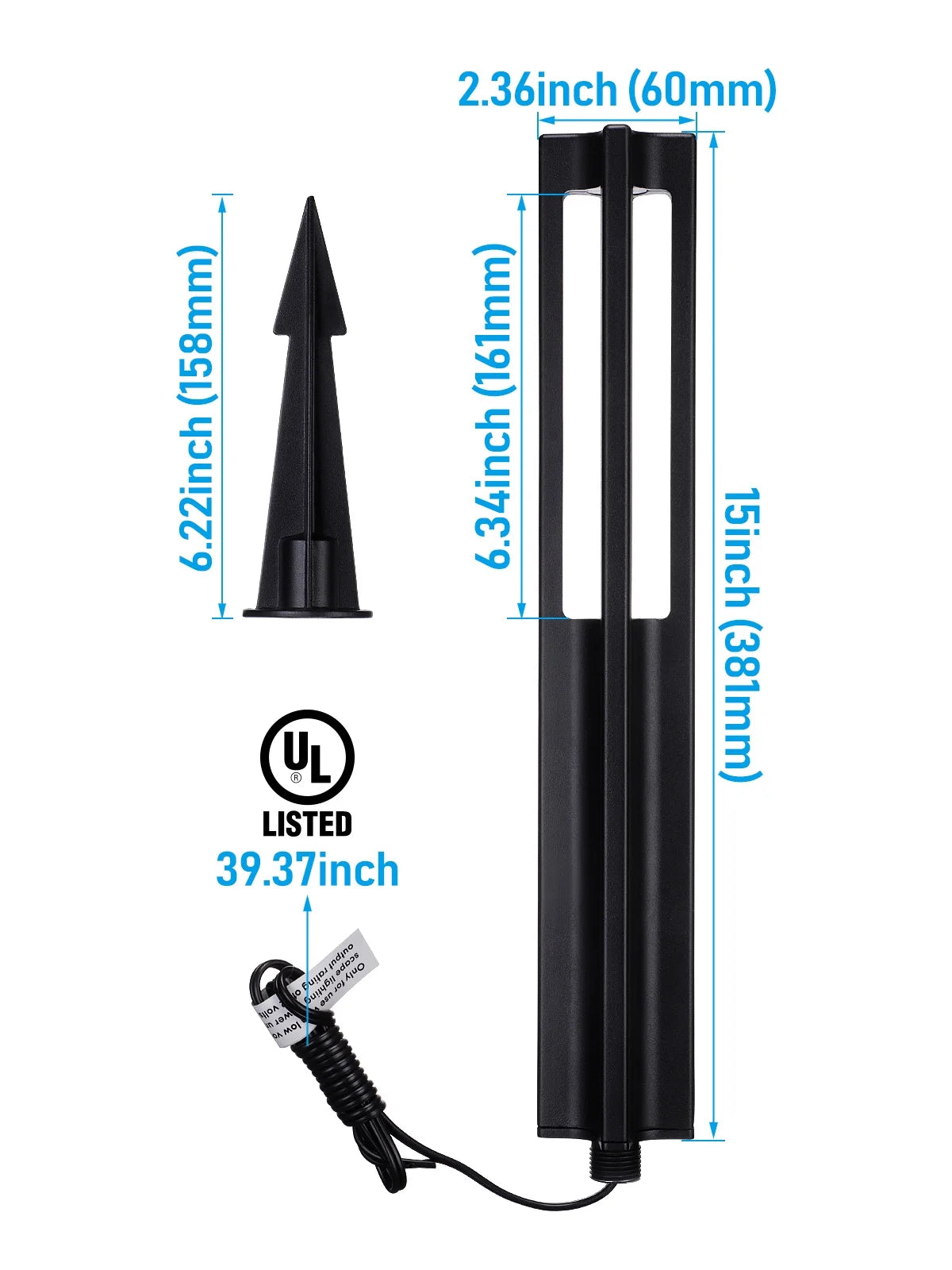 6 Pack LED Pathway Lights, 12-24V AC/DC Low Voltage Landscape Lighting , IP65, ETL Listed, Aluminum, 3000K Warm White, Black Finish