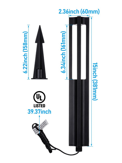 6 Pack LED Pathway Lights, 12-24V AC/DC Low Voltage Landscape Lighting , IP65, ETL Listed, Aluminum, 3000K Warm White, Black Finish