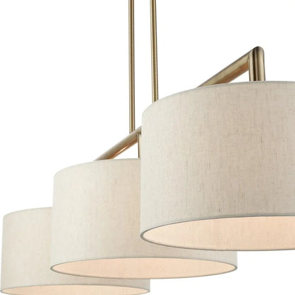 Livex Lighting Monroe 3-Light Metal & Fabric Linear Chandelier in English Bronze